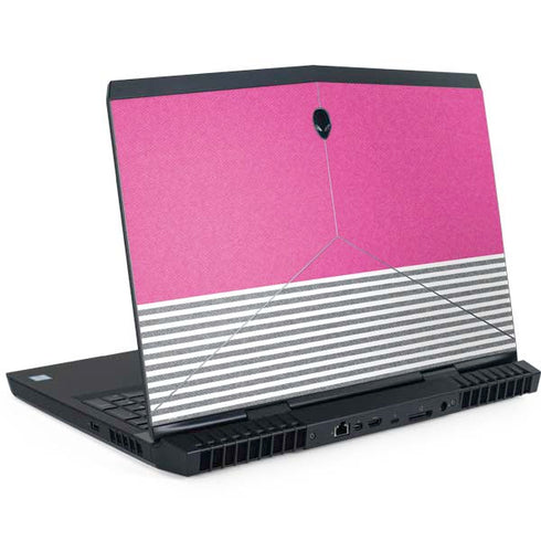 Pink and Grey Stripes Dell Alienware Skin